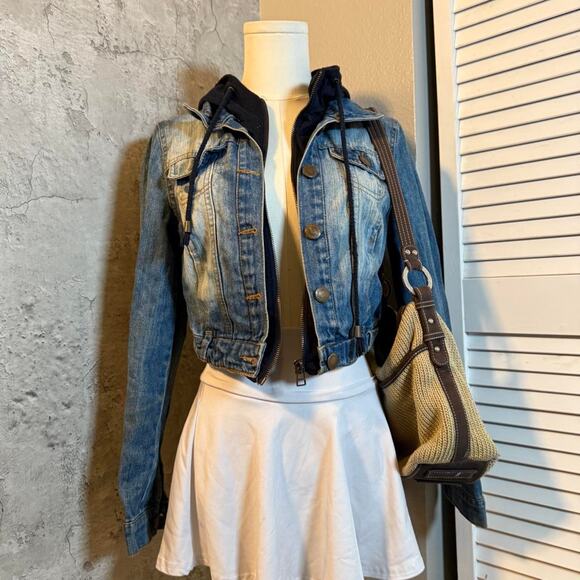 Highway Jeans Blue Demin Jacket with Hoodie & Zipper - Picture 4 of 7